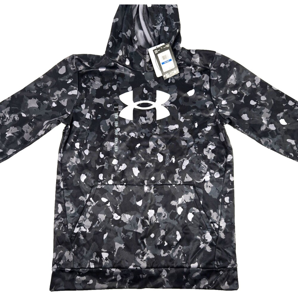 Under Armour Boys Fleece Big Logo Printed Camo Hoodie Black Size Youth XL NWT
